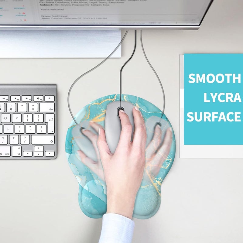 eulps Mouse Pad with Wrist Rest, Comfortable Computer Mousepad with Gel Wrist Support Smooth Surface and Non-Slip PU Base for Pain Relief, Laptop, Office & Home (Blue Marble) - Image 5